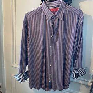Robert Graham Men’s Herringbone Stripe LS Button Down Dress Shirt Size XL